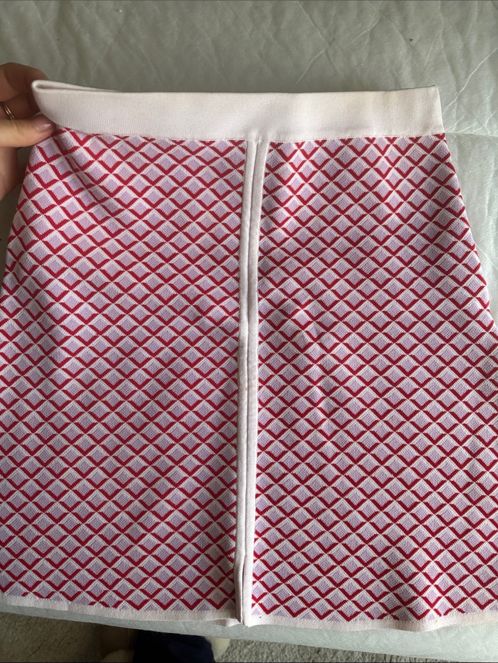 Sandro Pink & White Patterned Knit Tank and Skirt Set - Picture 3 of 4